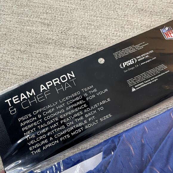 NFL Colts NWT BBQ Chef Apron Hat Set OSFA Football White Blue - Picture 3 of 3